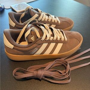 Adidas Brown and Cream Sneakers